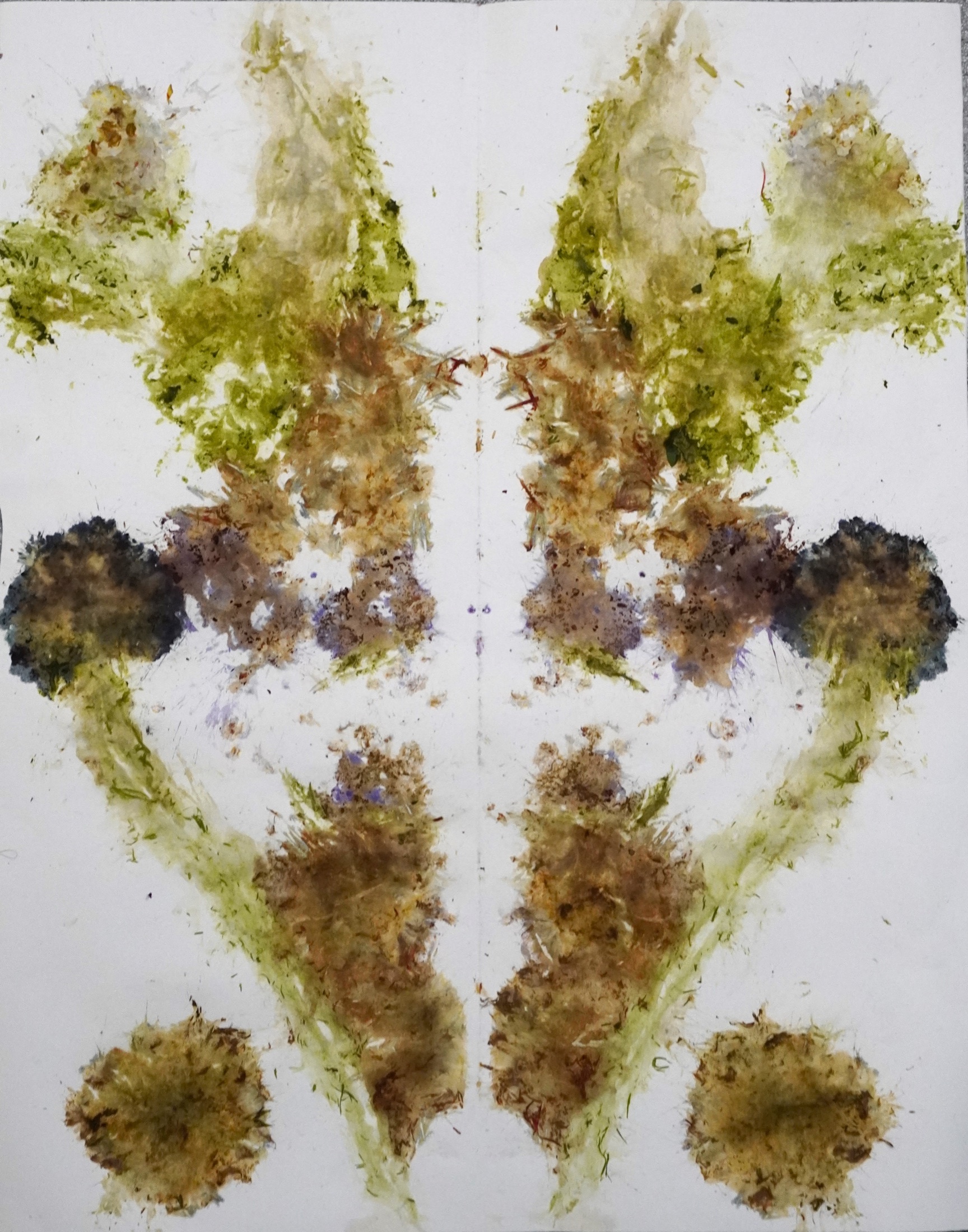 Vertical green and purple botanical print