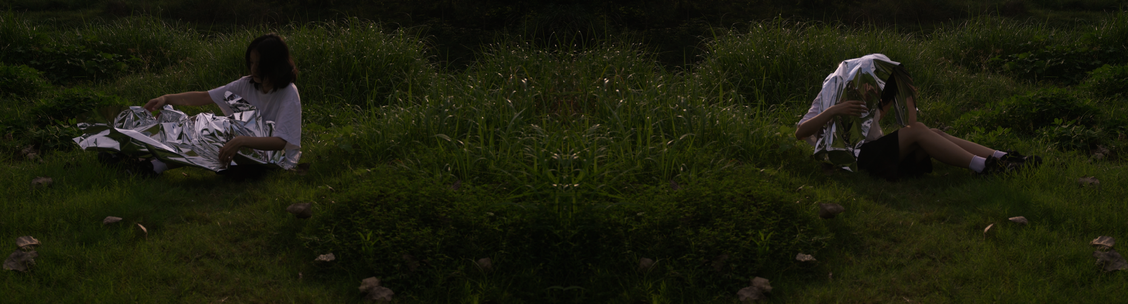 Figure lying in the grass