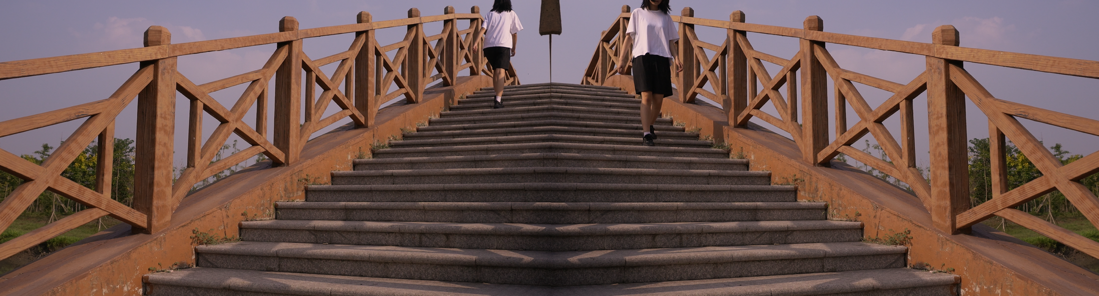 Wooden bridge within the film landscape