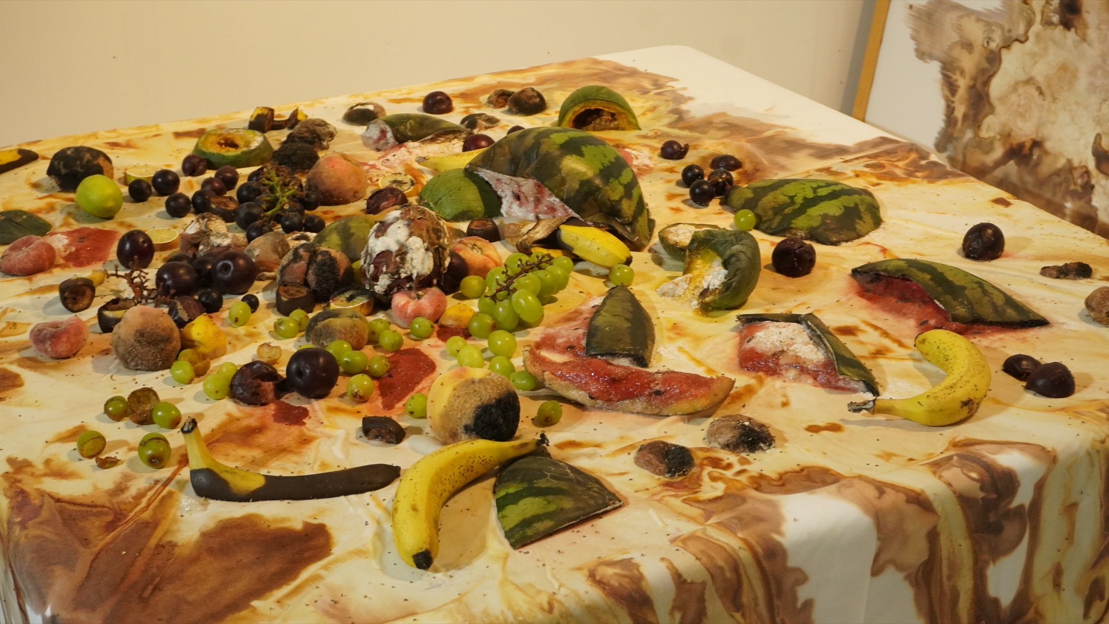 Organic materials spread across the installation surface