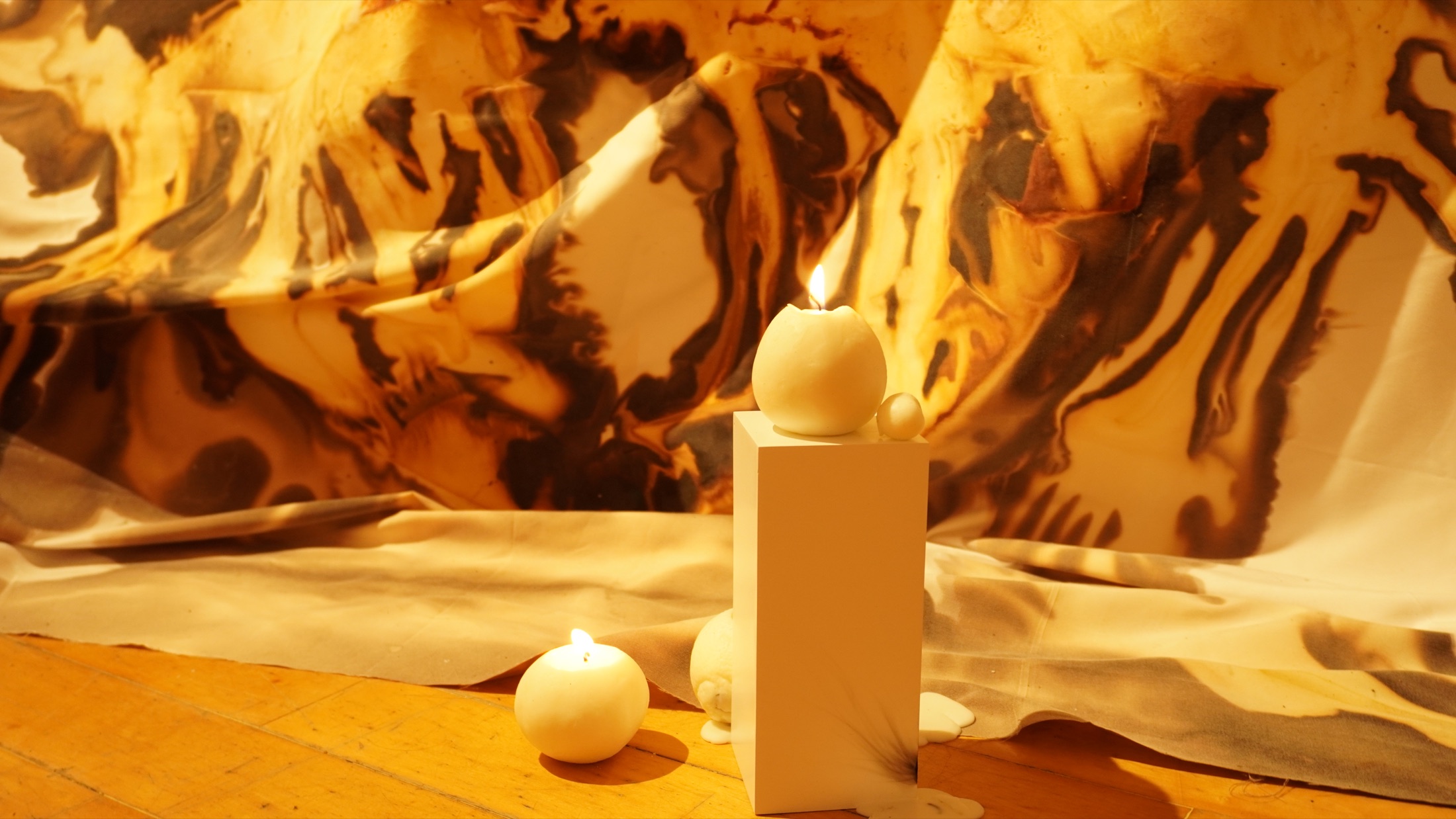 Still life installation with candles