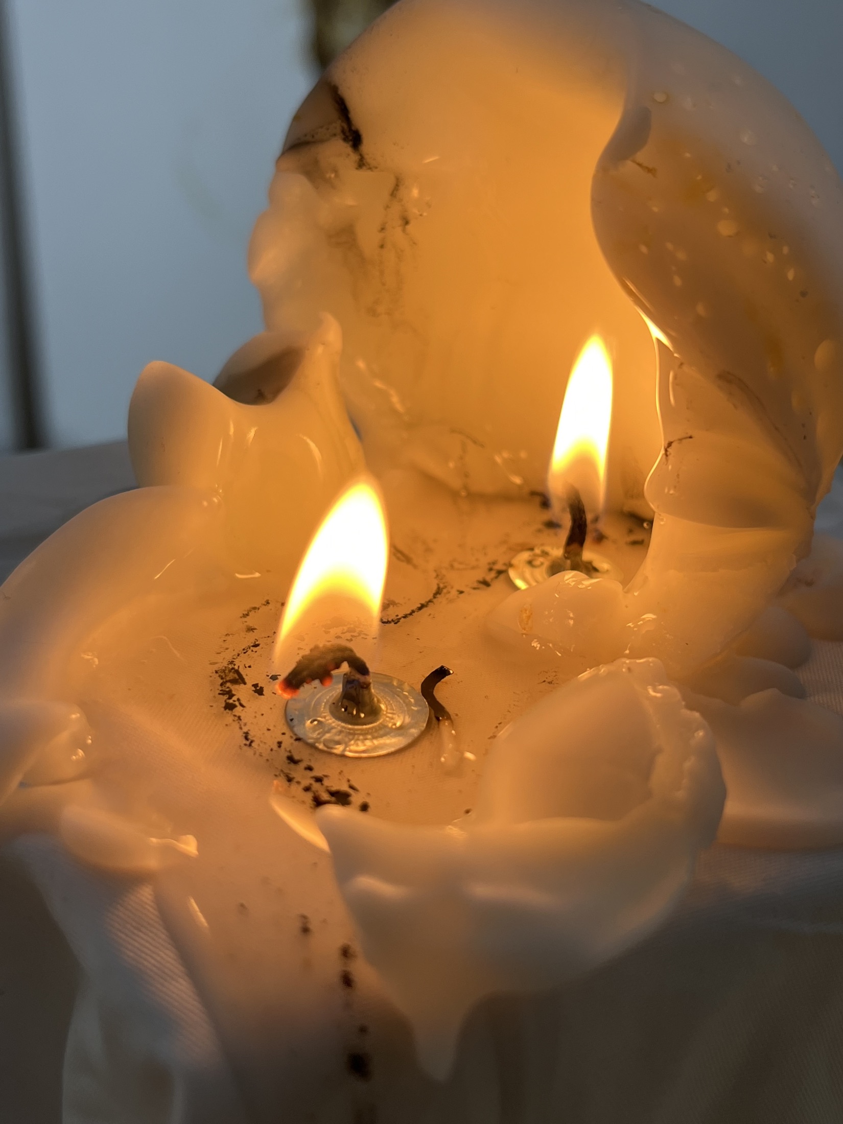 Candle wax melting during the work process